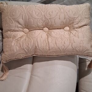 Elegant Cream Pillow with Tassels
